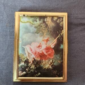 Vintage Jean Honore Fragonard Mini Photo Album The Swing Metal MCM 3 X 4” Gold